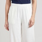 Women's White Regular Fit Elastic Waist Palazzos, ऑफ व्हाइट, small