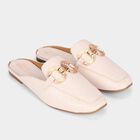 Women's White Slip-On Mule Flats, White, small