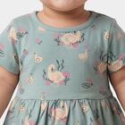 Infants' Mint Green Tiered Graphic Printed Frock, हल्का हरा, small