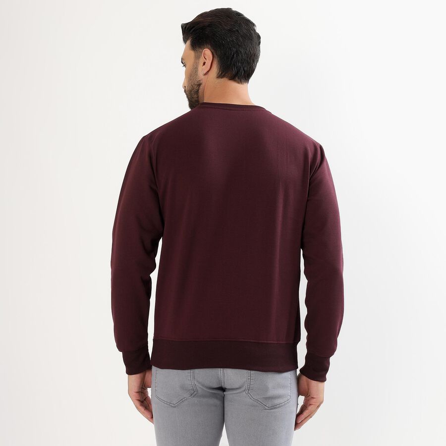 Men's Deep Burgundy Crew Neck Casual Sweatshirt, Wine, large image number null