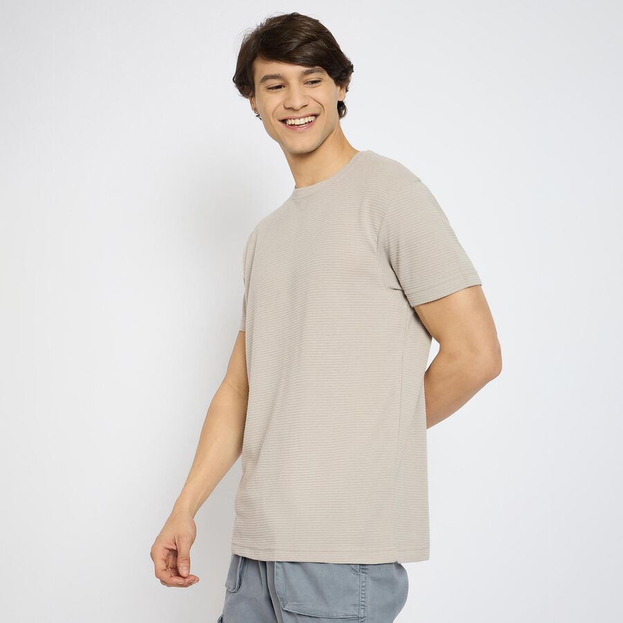 Men's Round Neck Half Sleeves T-Shirt , Light Green, large