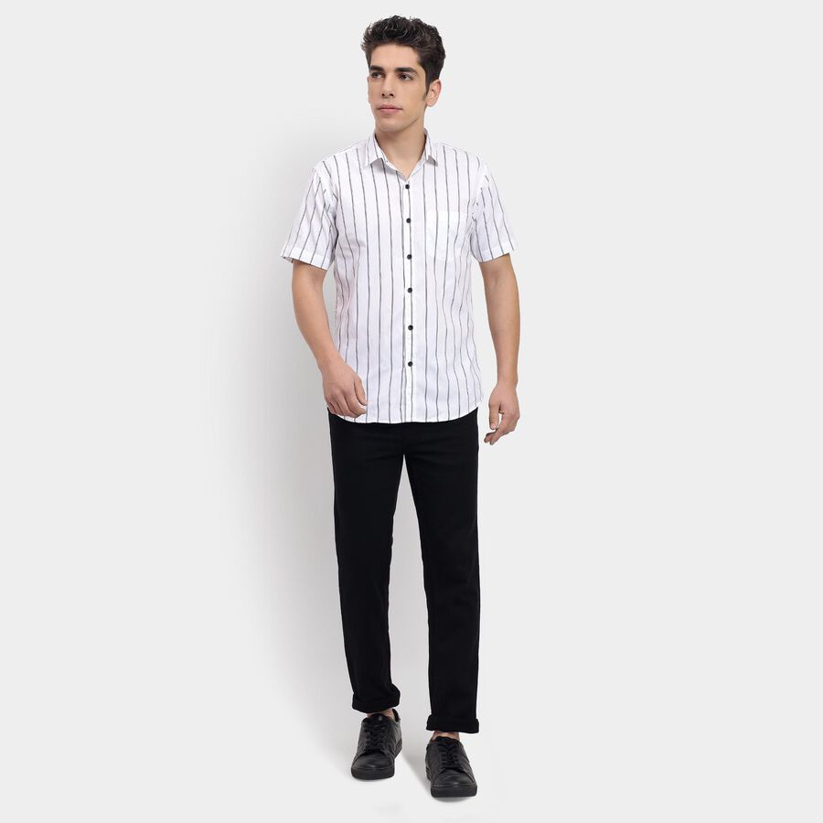 Men's 100% Cotton Casual Shirt , White, large