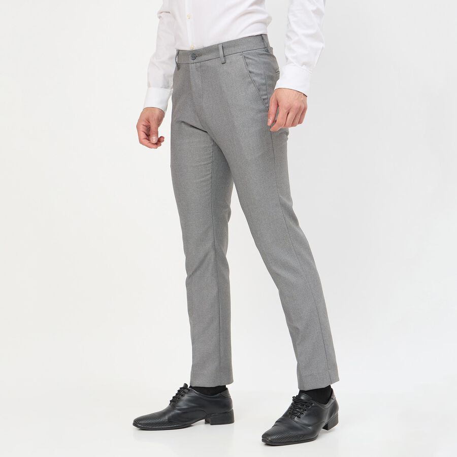 Men's Light Grey Slim Fit Formal Trousers, Light Grey, large