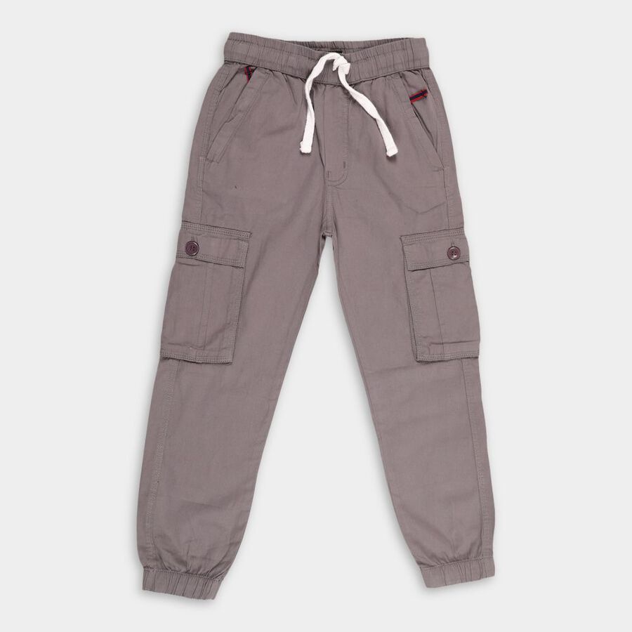 Boys' Cotton Trousers, Dark Grey, large image number null