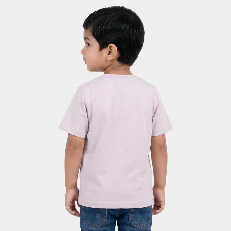 Boys' Lavender Crew Neck Regular T-Shirt, Lilac, large