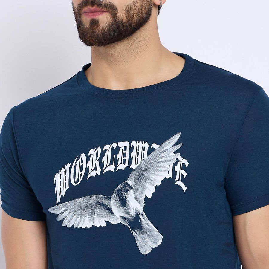 Men's Round Neck Half Sleeves T-Shirt , Dark Blue, large image number null