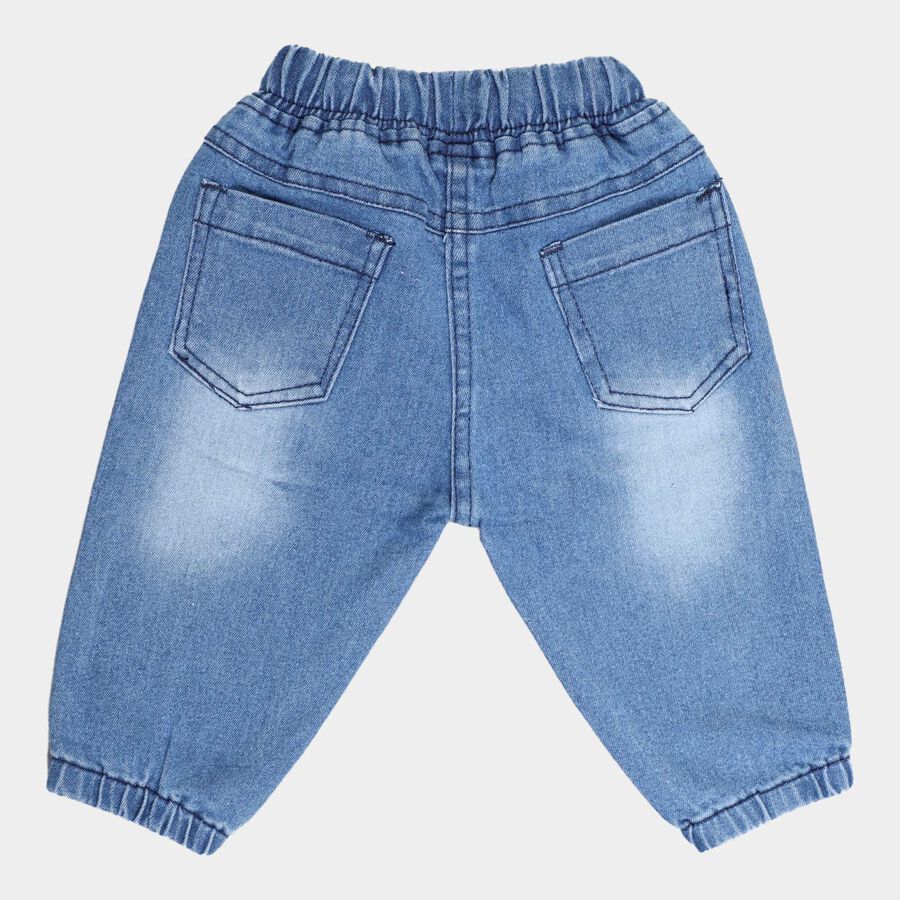 Infants Heavy Wash with Embroidery Rib Waist W Suspende Jogger Fit Jeans, Light Blue, large image number null