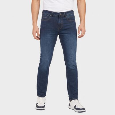 Men's Navy Blue Slim Fit Washed Jeans