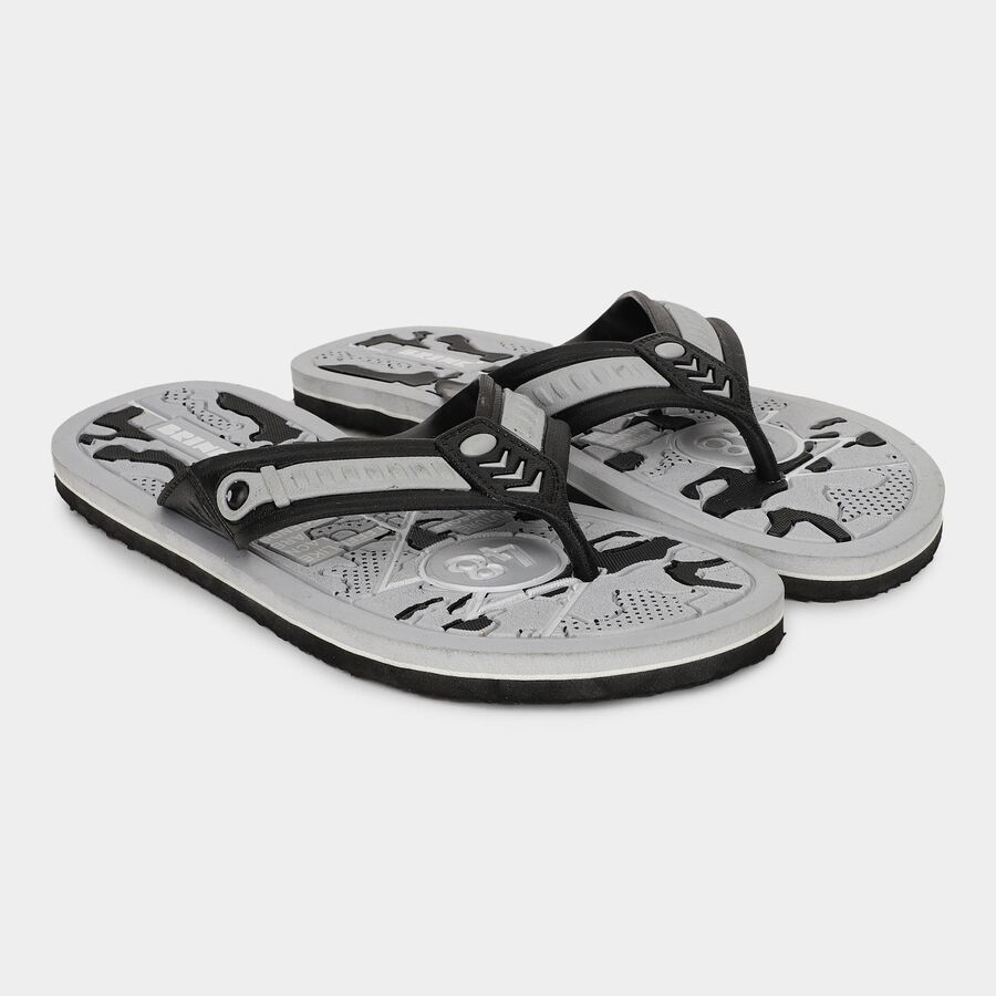 Men's Muted Charcoal Grey Slip-On Casual Slippers, Grey, large