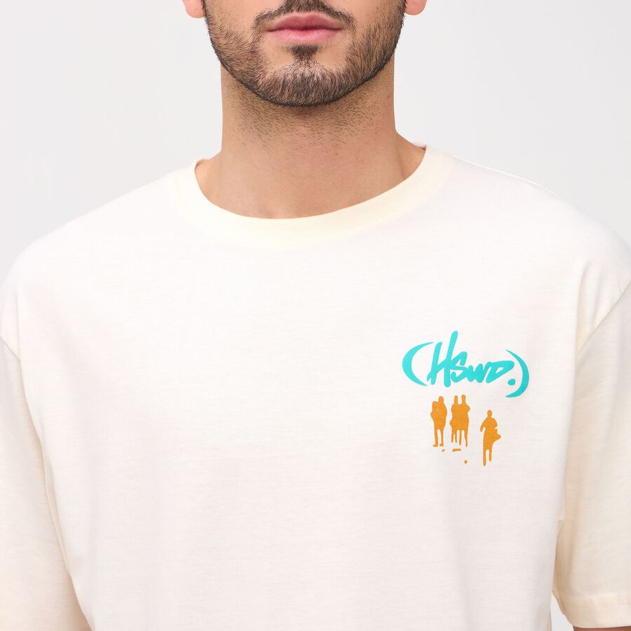 Men's Round Neck Half Sleeves T-Shirt, Off White, large image number null