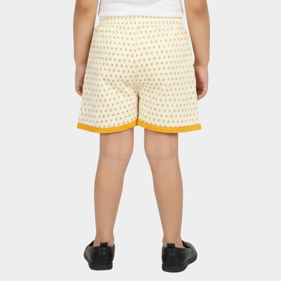 Girls White Regular Fit Printed Shorts, सफ़ेद, large