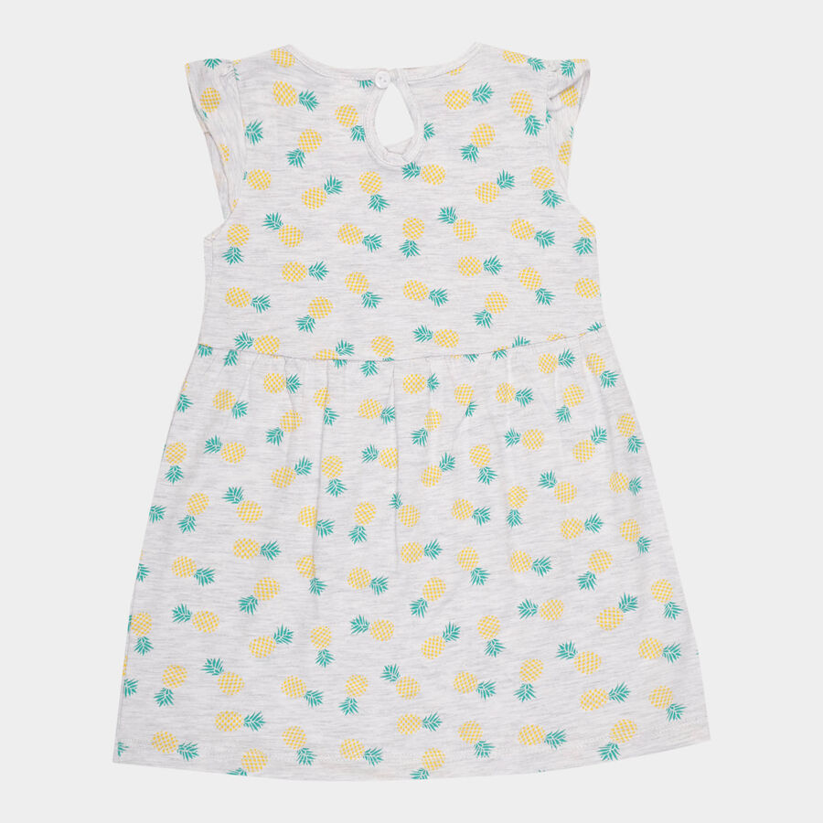 Infants Cotton Frock, Melange Light Grey, large image number null