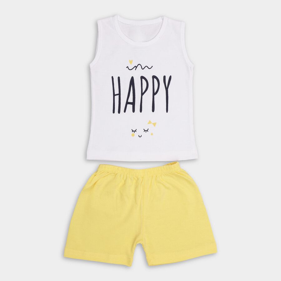 Infant Girls' 100% Cotton Short Set, Yellow, large image number null