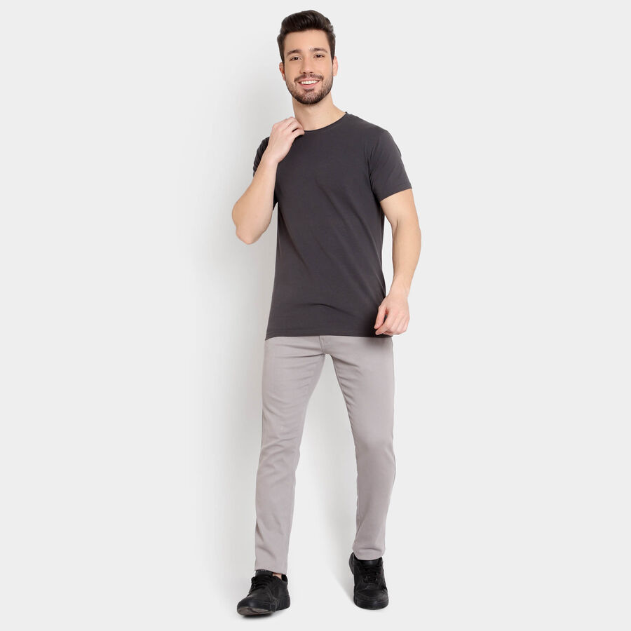 Solid 5 Pocket Casual Trousers, Light Grey, large image number null