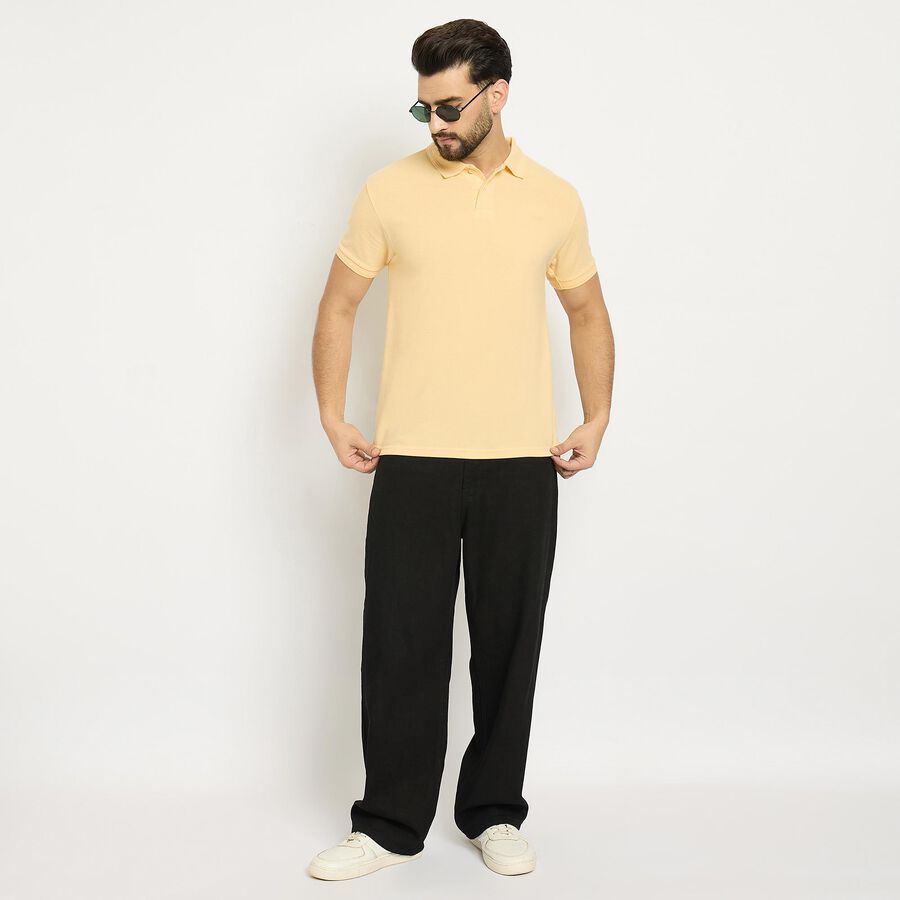 Men's Collared Half Sleeves T-Shirt , Yellow, large image number null