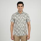 Men's Charcoal Cotton Short Sleeves Spread Collar Regular Fit Casual Shirt, चारकोल, small