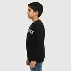 Boys Jet Black Crew Neck Graphic Sweatshirt, काला, small image number null