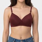 Women's Brown Padded Wire-Free T-Shirt Bra, भूरा, small