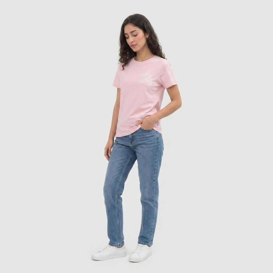 Women's Lilac Round Neck Regular T-Shirt, लाइलेक, large