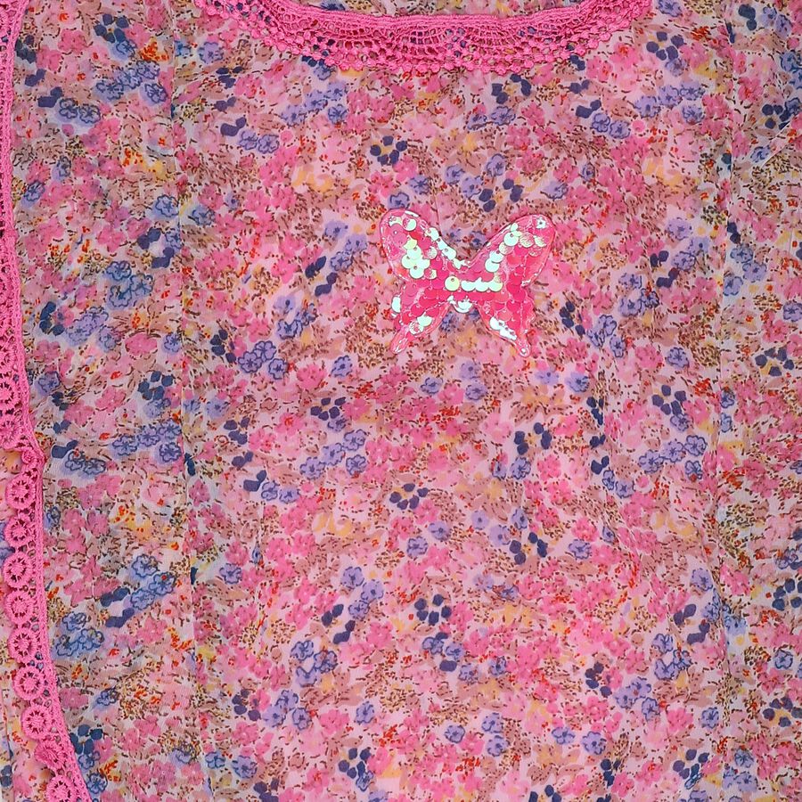 Girls Pink Round Neck Casual T-Shirt, Light Pink, large