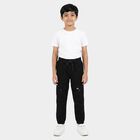 Boys' Black Regular Fit Cargo Jogger Trousers, काला, small