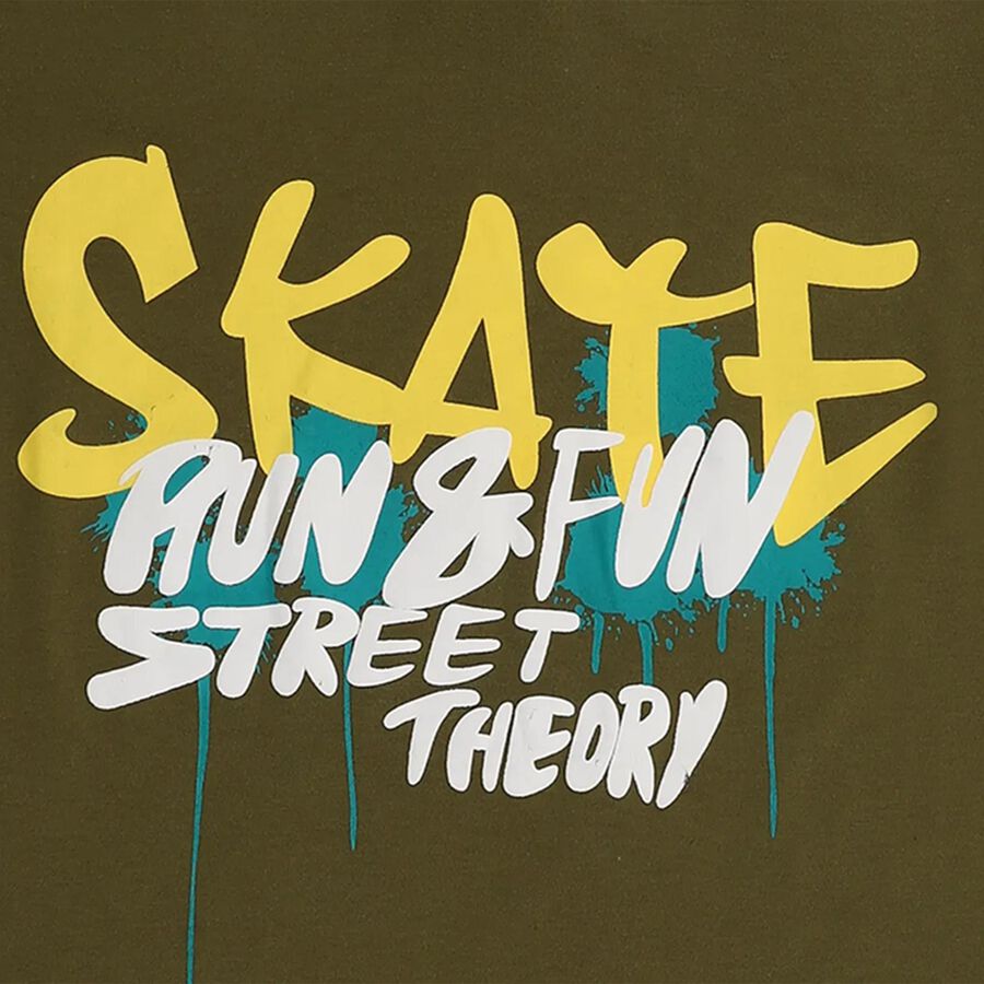 Boys Muted Olive Green Round Neck Casual T-Shirt, Olive, large