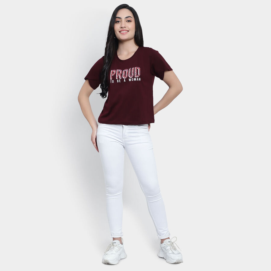 Round Neck T-Shirt, Wine, large image number null