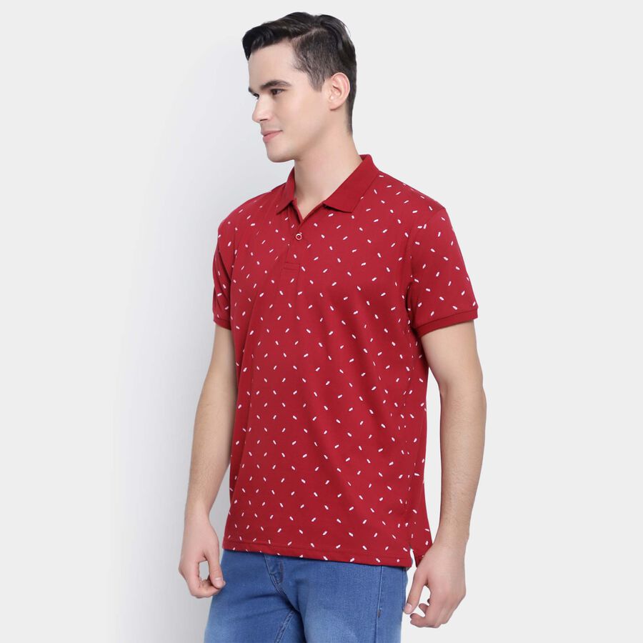 Printed Polo Shirt, Maroon, large image number null
