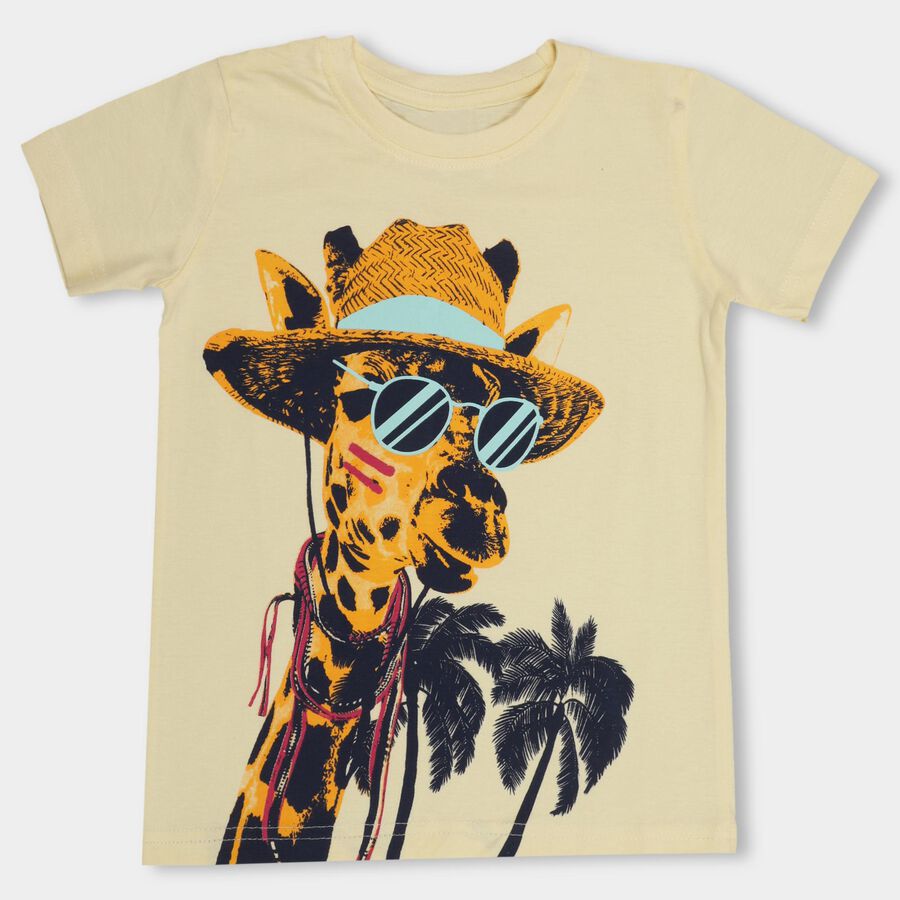 Boys' 100% Cotton Half Sleeves T-Shirt , Yellow, large image number null