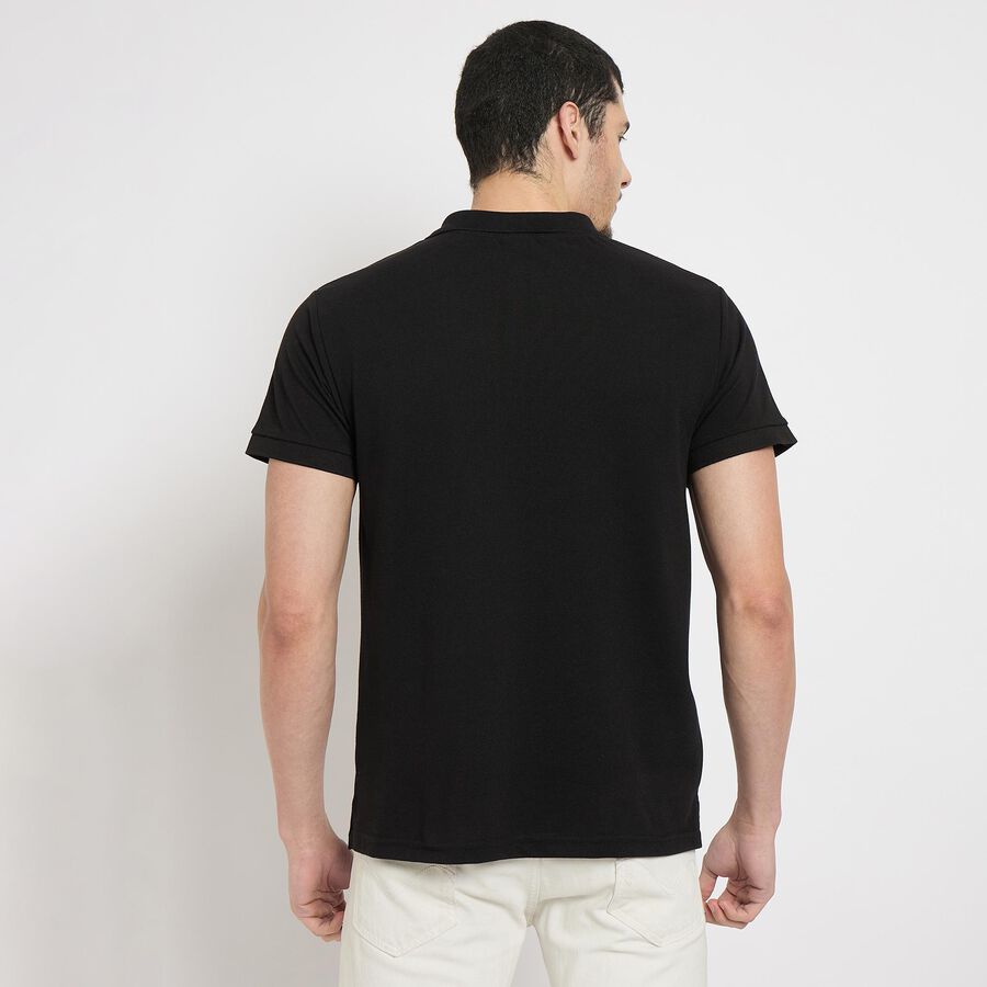 Men's Collared Half Sleeves T-Shirt , Black, large image number null