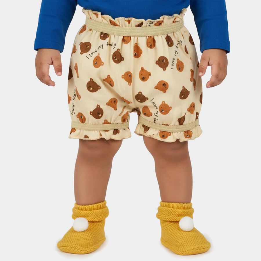 Infants Beige Regular Fit Printed Bloomer, गहरा पीला, large