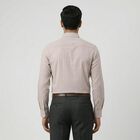 Men's Beige Spread Collar Classic Formal Shirt, Beige, small