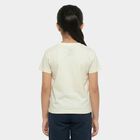 Girls White Cotton Casual T-Shirt, ऑफ व्हाइट, small