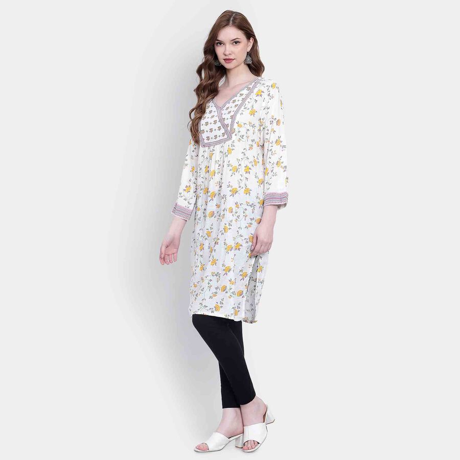 Printed Kurta, Off White, large image number null