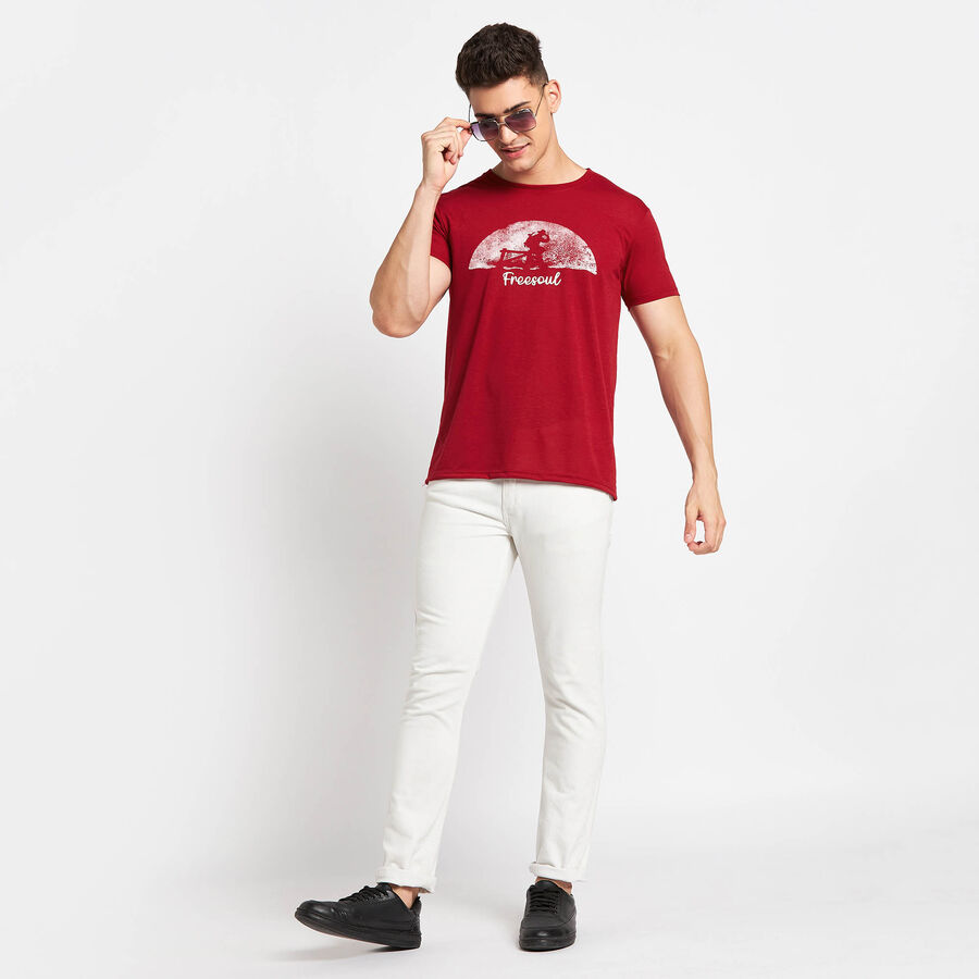 Round Neck T- Shirt, मरून, large image number null