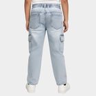 Boys' Light Wash Relaxed Fit Cargo Jeans, हल्का नीला, small image number null
