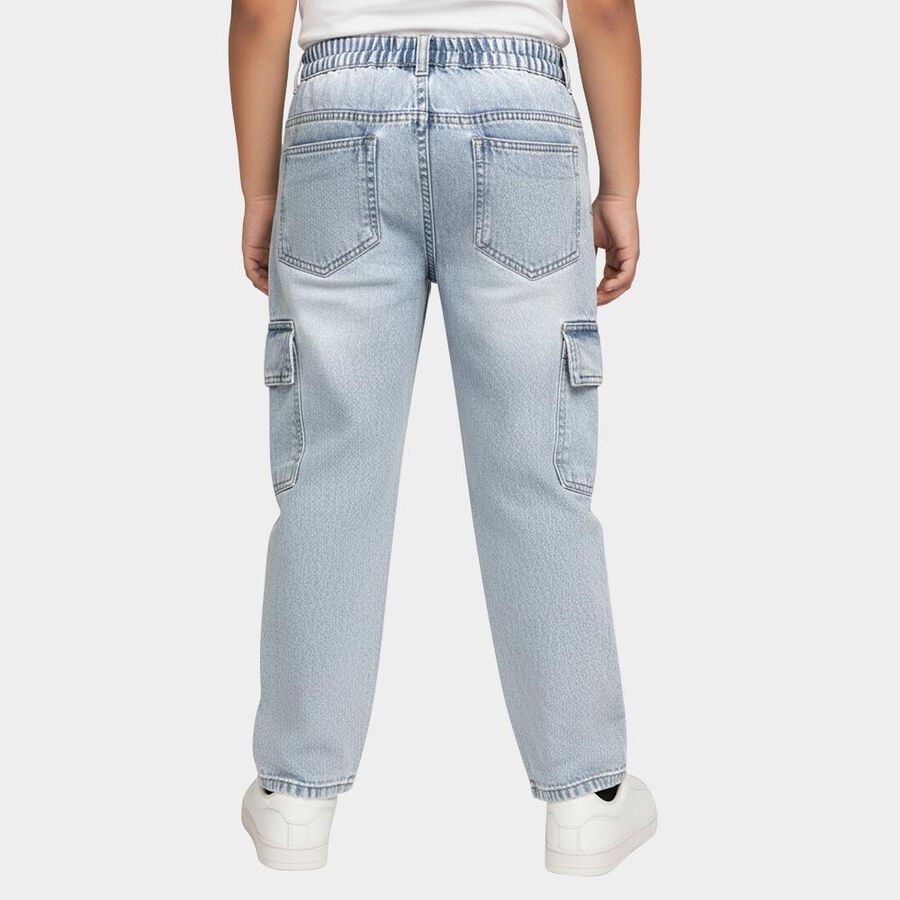 Boys' Light Wash Relaxed Fit Cargo Jeans, हल्का नीला, large image number null