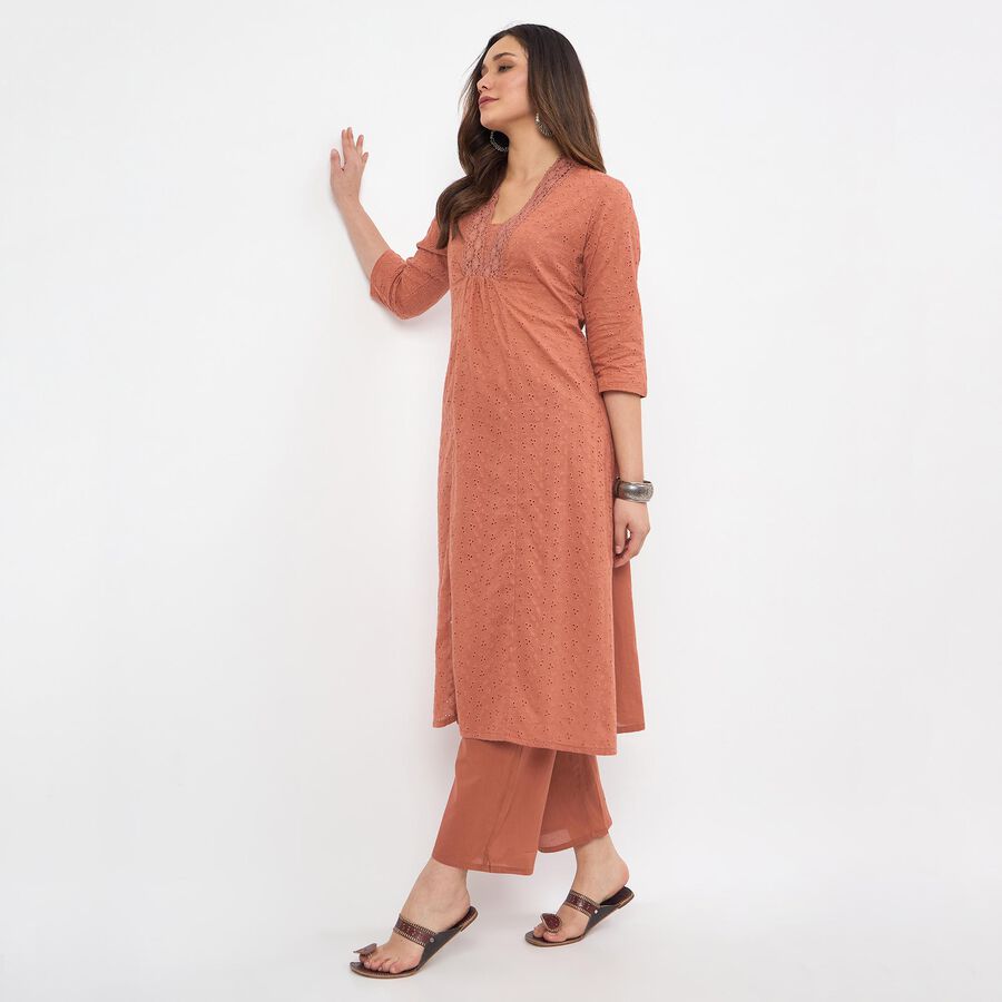 Women's Light Pink Cotton Printed Ethnic Set, हल्का गुलाबी, large