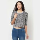 Cotton Printed Round Neck T-Shirt, Charcoal, small image number null