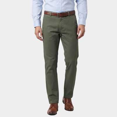 Men's Light Green Slim Fit Casual Trousers