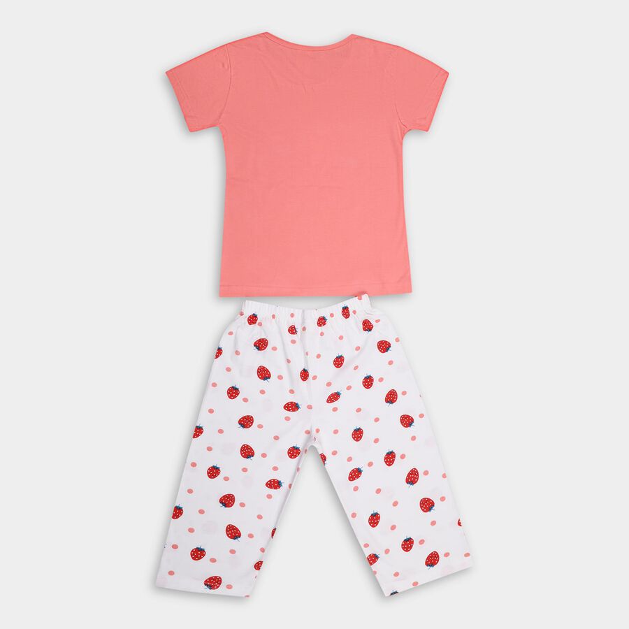 Girls' 100% Cotton Capri Set, मूँगा (कोरल), large image number null