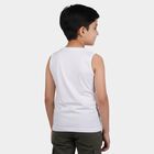 Boys White Round Neck Casual Sleeveless T-Shirt, White, small