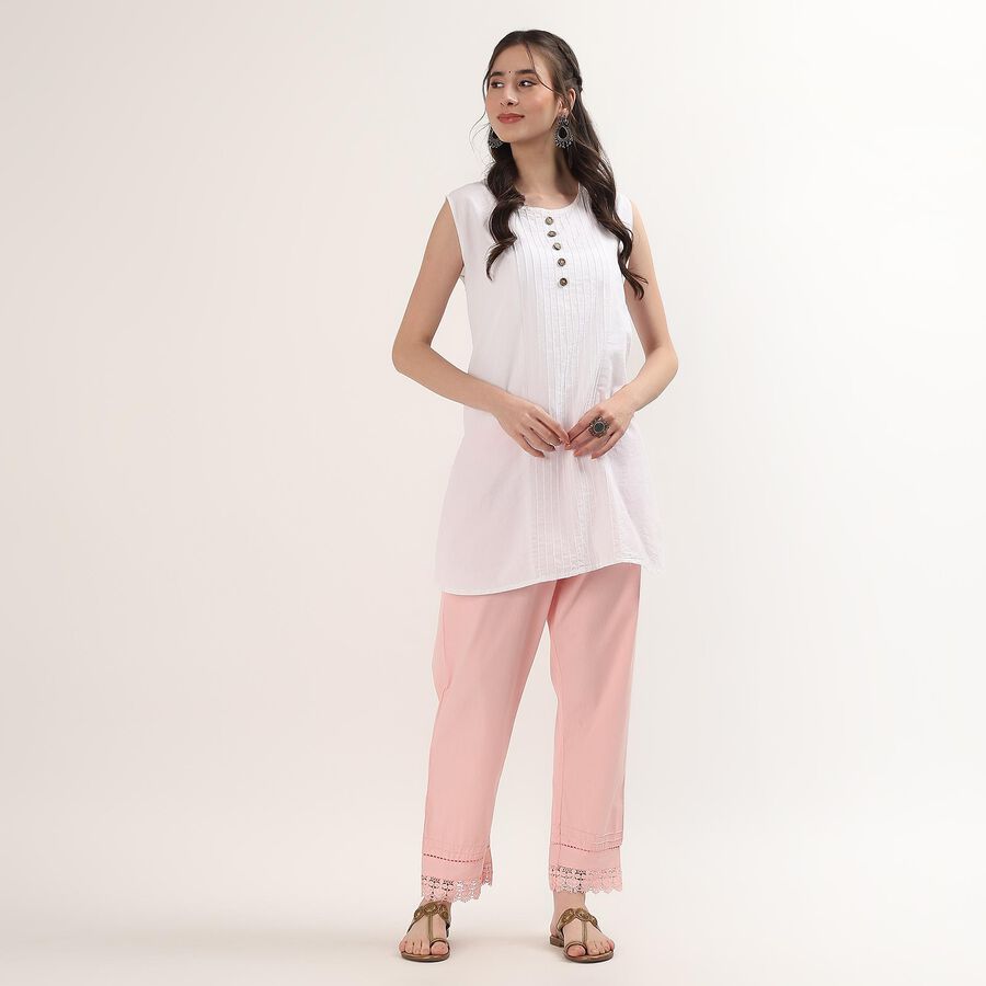 Women's Light Pink Regular Fit Solid Palazzos, हल्का गुलाबी, large