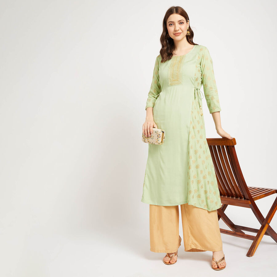 Embroidered Kurta, Light Green, large image number null