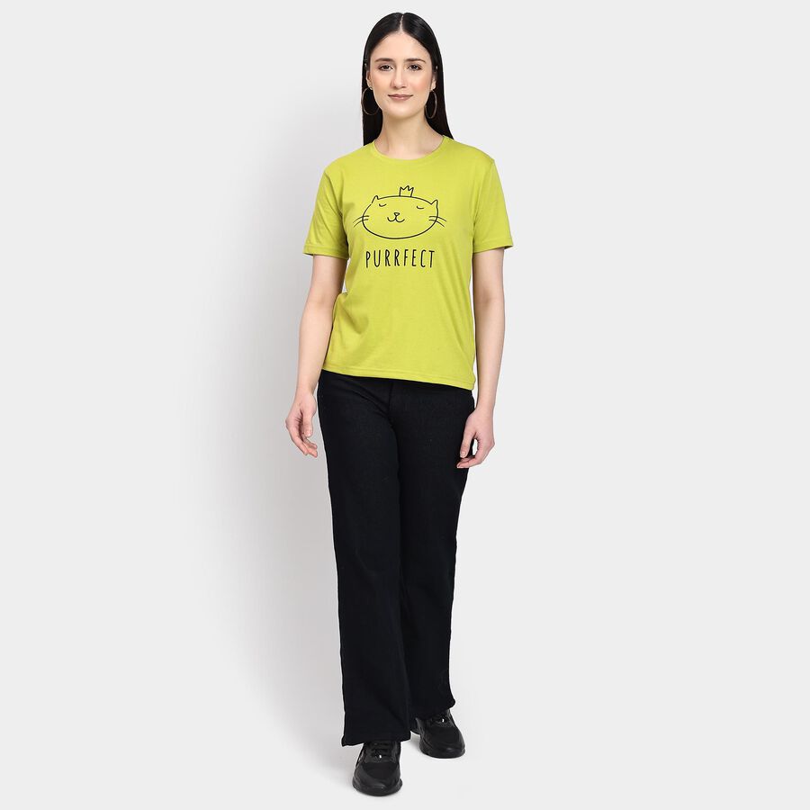 Ladies' Round Neck T-Shirt , Neon Green, large