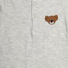 Infants' Grey 100% Cotton Henley Neck Graphic Print Baba Suit, Light Grey, small