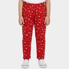 Girls Fuchsia Straight Fit Moon and Star Printed Cotton Pyjama, रानी (फ्यूशिया), small
