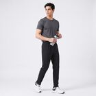 Men's Black Straight Fit Solid Track Pants, काला, small