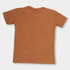 Kids' Warm Terracotta Brown Cotton Round Neck Casual T-Shirt, Brown, small image number null