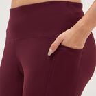 Women's Deep Burgundy High-Rise Tights, वाइन, small image number null